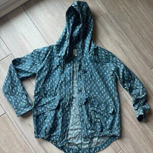 Lucky Lotus Blue-Green Lightweight Hooded Jacket | Women’s Small